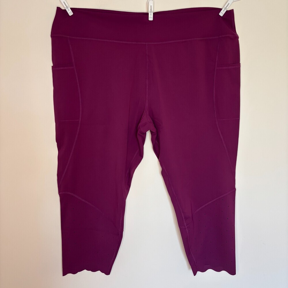 Susan Graver SG Sport NEW Contour Knit Leggings Womens 4X Petite Purple Stretch
